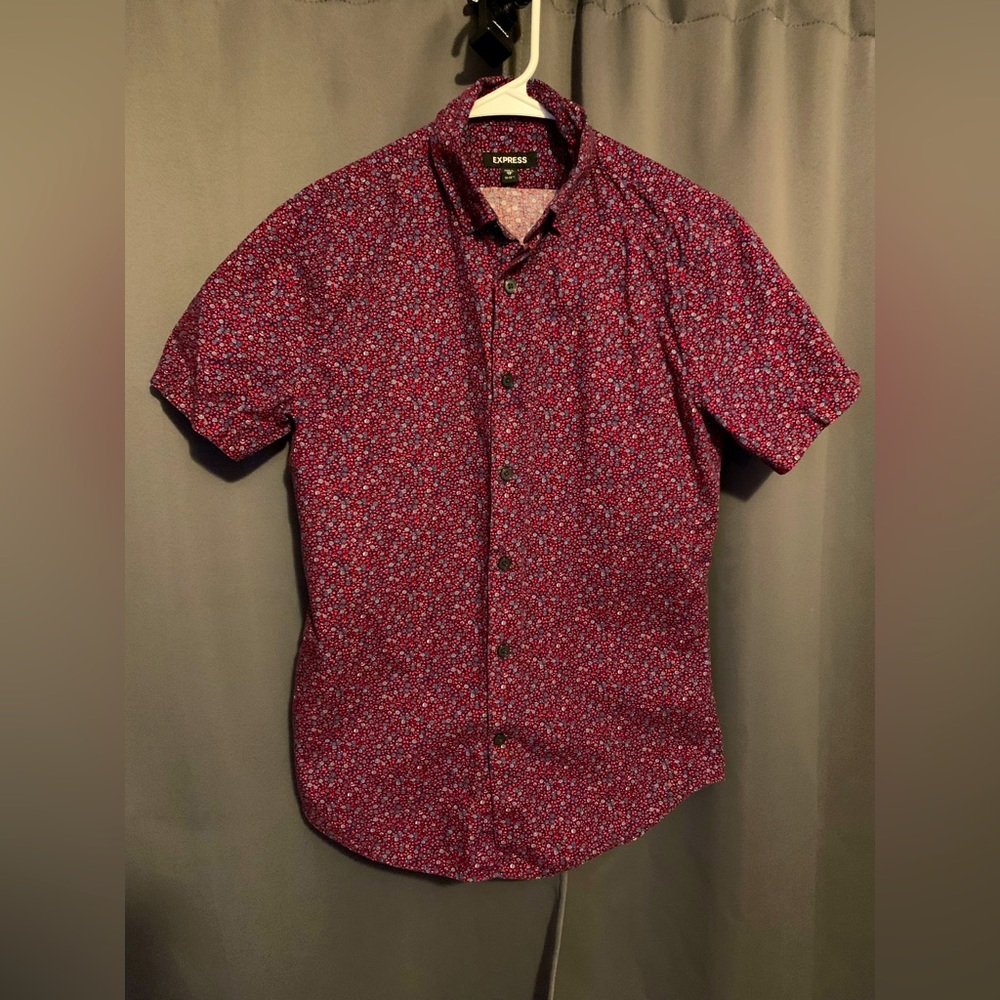 Express XS Slim Button Down Short Sleeve Shirt
